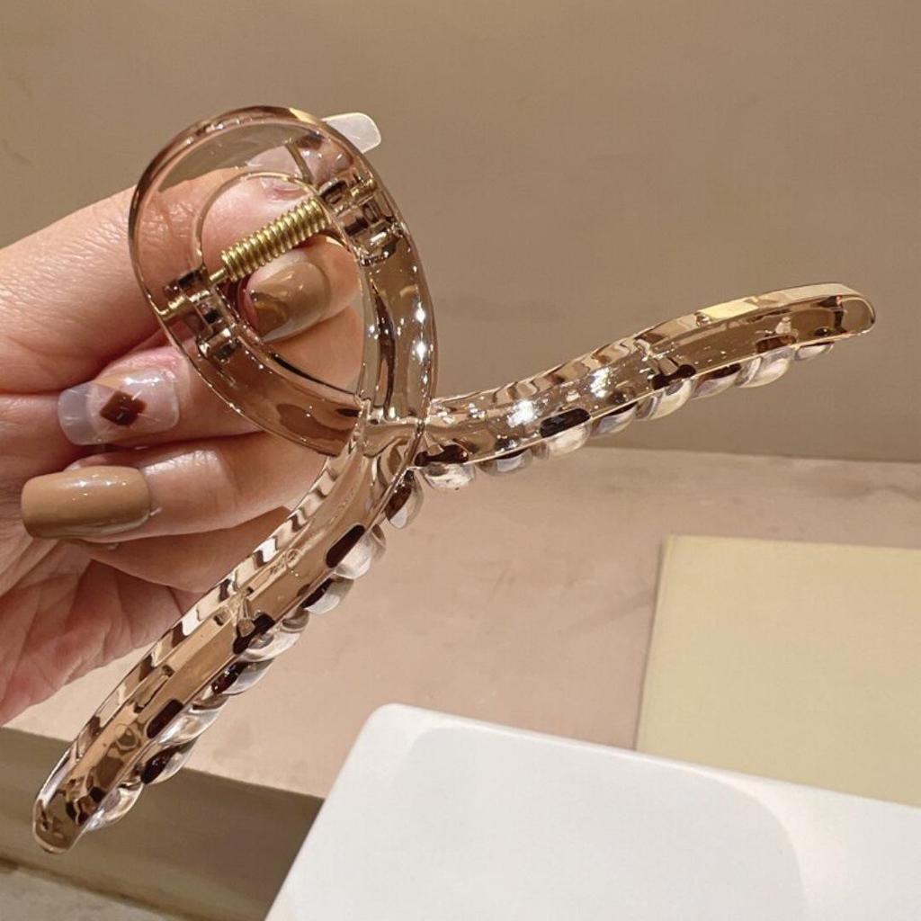 Elegante Große Transparente Haarklammer im Französischen Stil für Damen