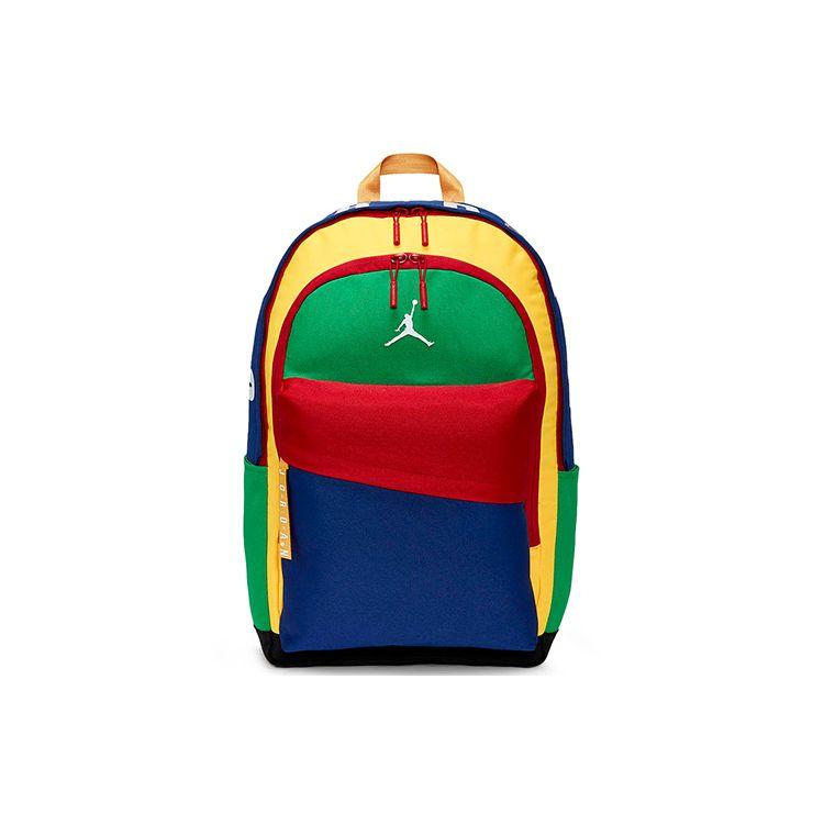 Jordan Red Green Blue Color Block Casual Fabric Backpack Unisex Backpack HA6473-902 Multicolor