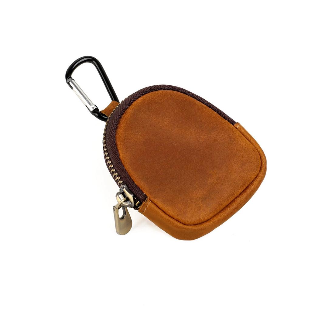 Retro Coin Bag Crazy Horse Leather Small Coins Keys Holder Zipper Pouches Bluetooth Earphone Storage Bags