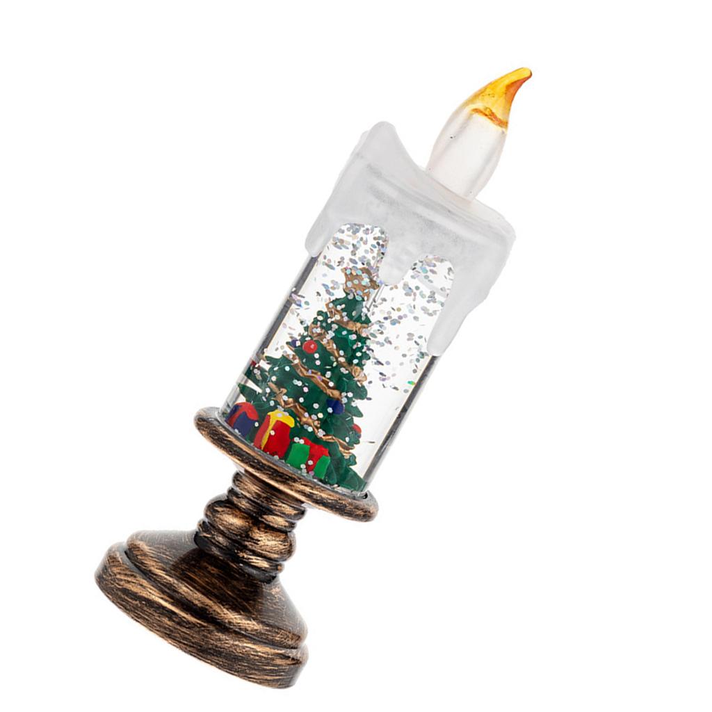 Christmas Snow Globe LED Candle Lamp With Dynamic Snowfall Effect Crystal Ball For Home Decoration Holiday Gift