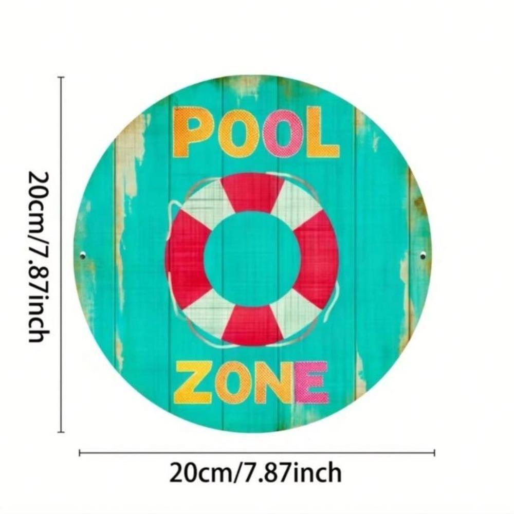 Pool Zone Vintage Lifebuoy Metal Tin Sign Wall Art Patio Garden Lake House Gift
