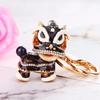 Chinese Cartoon Lion Dance Keychain Rhinestone Qilin Car Pendant Gift