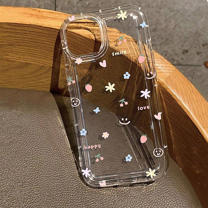 Redmi Note 13 11 12 Pro Plus 5G Summer Strawberry & Flowers Print Clear Case For Redmi Note 11S 12S 10 S Airbag Cover