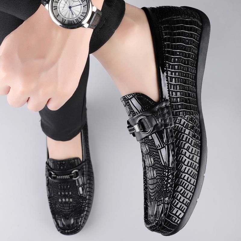Herren Mokassins mit Krokodilmuster aus echtem Leder - Vielseitiger Business & Casual Stil