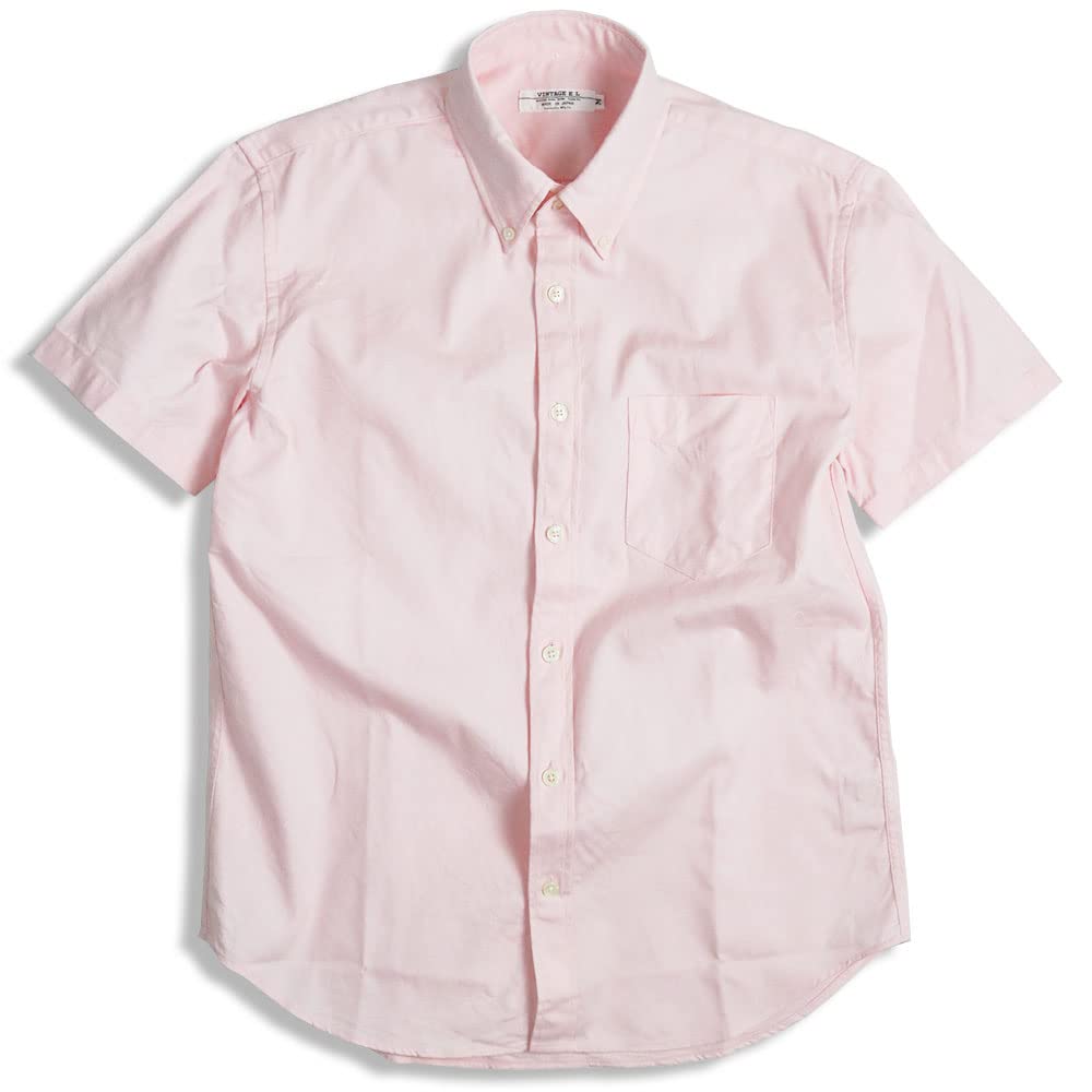 

Рубашка Oxford Quintet VINTAGE EL Сделано в Японии, Однотонная, Короткий рукав, Тяжелая рубашка на пуговицах, 11-70529 (М, 16: розовый)