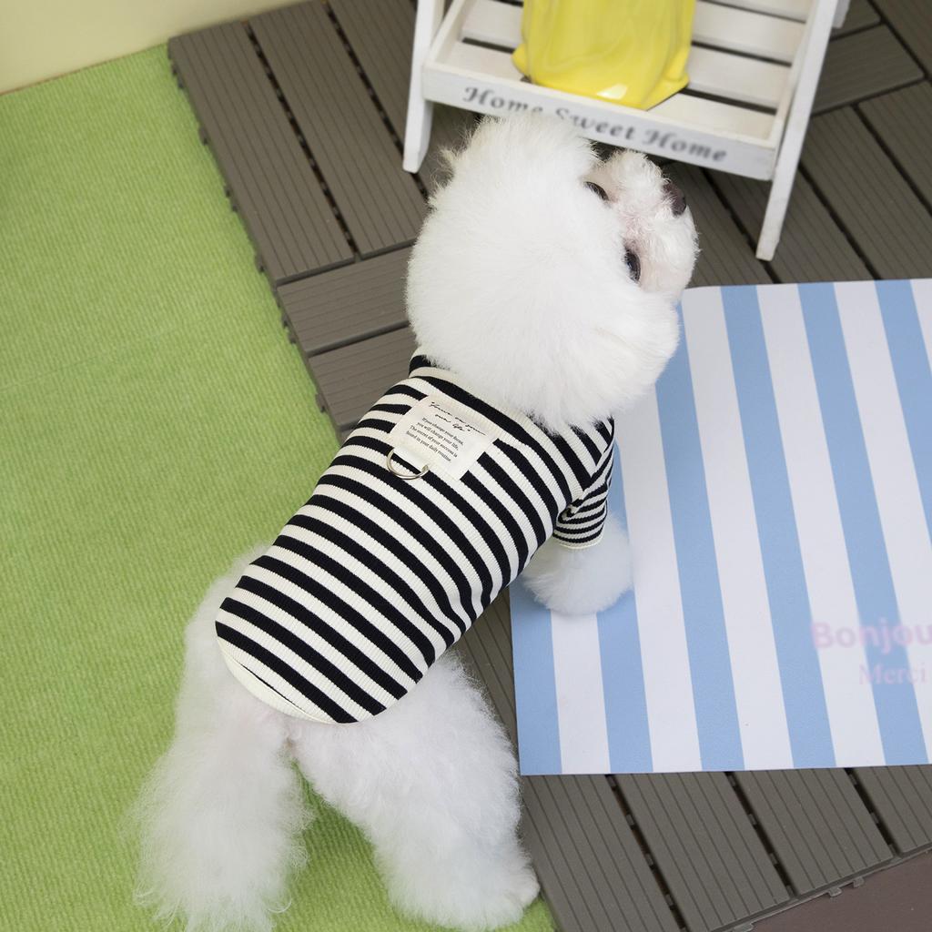Winter Warm Black Striped Dog Bottoming Shirt Soft Adorable Pet Vest for Maltese Small Breed Dogs Puppy Clothes Pet Clothe Stuff