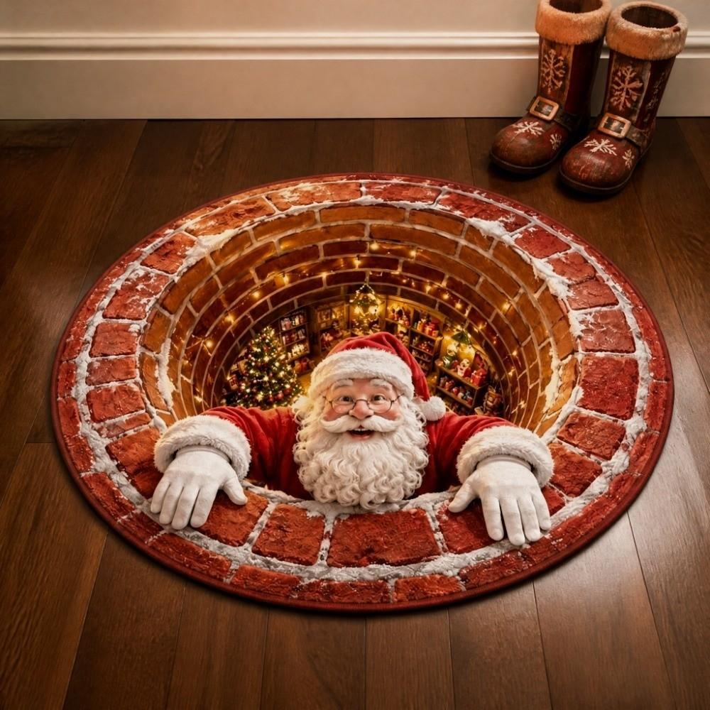2D Flat Printed Christmas Rug Non-Slip Christmas Doormat Xmas Home Decor  Christmas