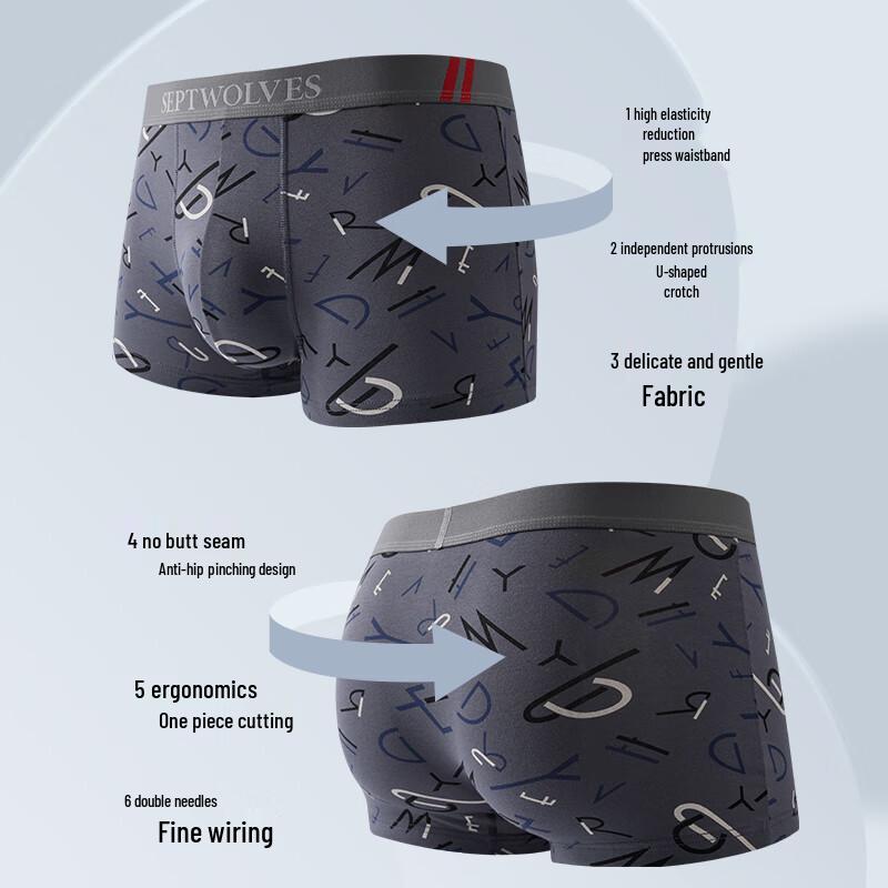 SEPTWOLVES Men's Cotton Antibacterial Boxer Briefs
