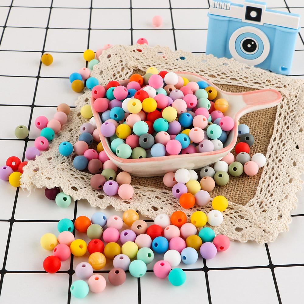 Kovict 9MM 40-80Pcs Round Silicone Bead 9MM Food Grade For Jewelry Making DIY Bracelet Pacifier Chain Accessories