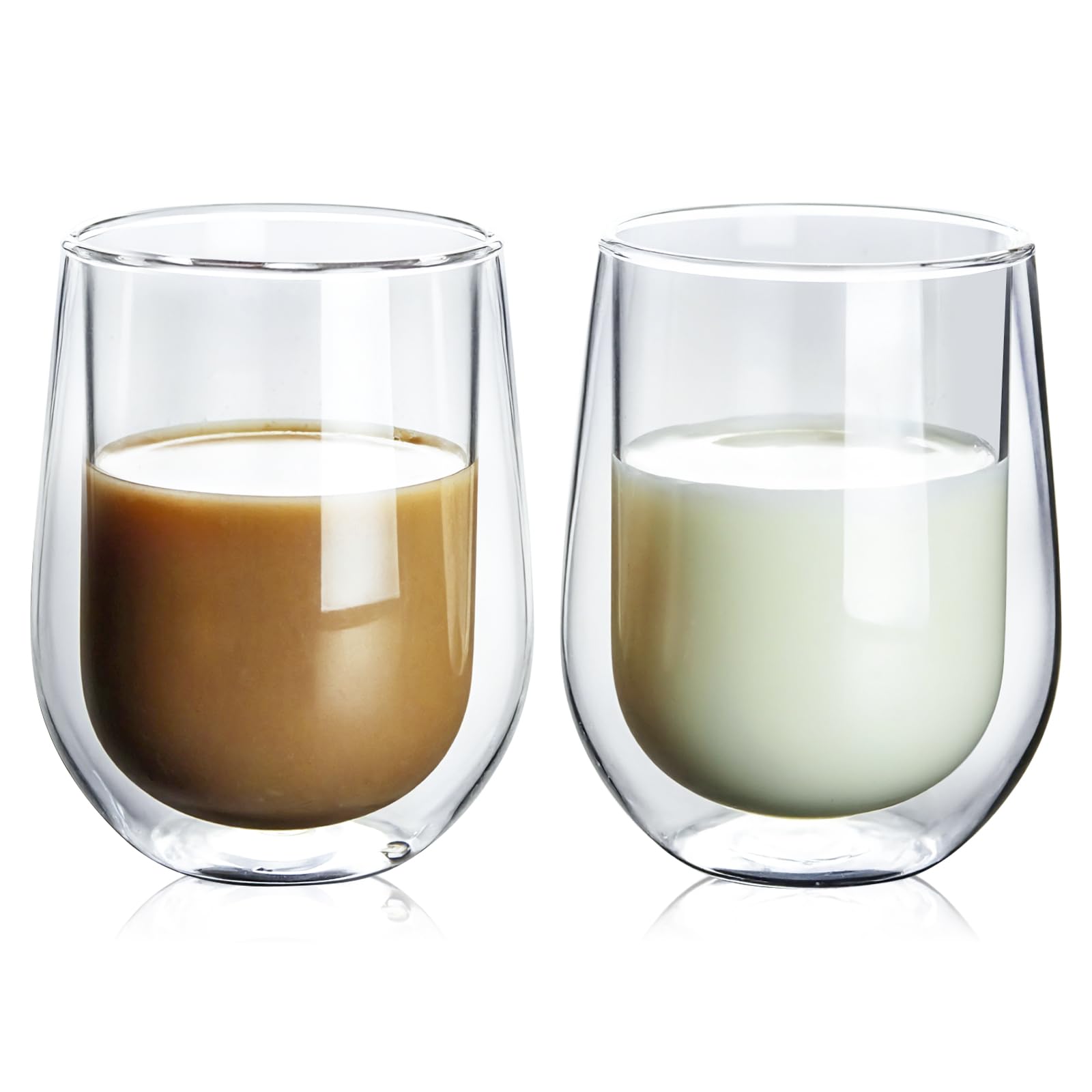 

Pokaro Tea Heat-Resistant Glass Cups, Set of 2, 350ml Capacity, Double-Walled, Insulated, Condensation-Resistant, Double-Layered Glass, Can Hold Hot