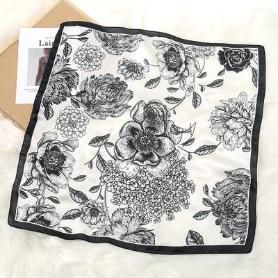Fashion Design Satin Silk Square Scarf Print Hair Ribbon Scarf for Women Neckerchief Bandana Print Printing Shawl Headband