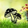 12" Large Iron Garden Stakes, Metal Mushroom Yard Decor, Hollow Out Silhouette Ornament, Outdoor Art for Lawn Patio