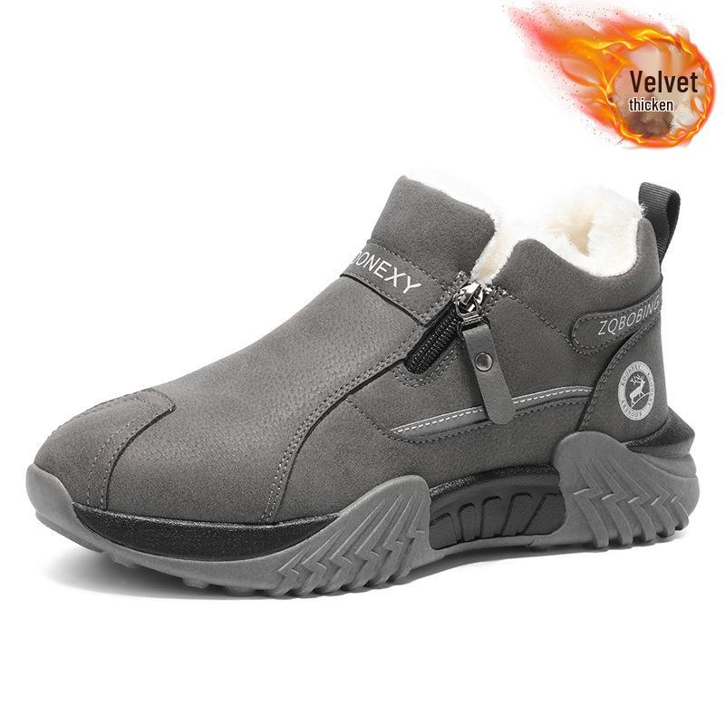 Men's One-Step High-Top Winter Sneakers: Velvet-Lined, Warm, Non-Slip Casual for Work & Driving