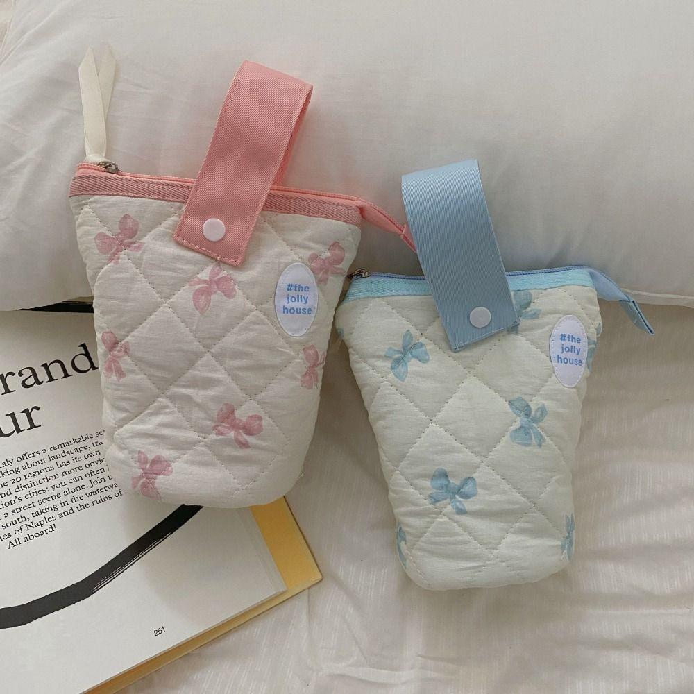 

Portable Bow Pencil Case Large Capacity Stationery Organizer Office Supplies розовый