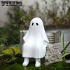 Home Horror Face Ghost Figurine Halloween Resin White Ghost Statue Halloween-themed Ghost House Decorations for Home Bookshelf Patio Bedroom
