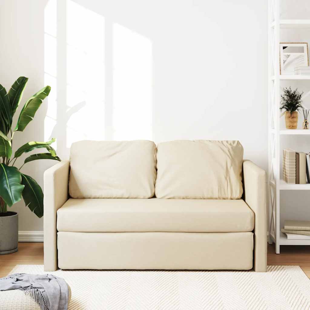Floor Sofa with Sleeping Function Cream 112x174x55 Cm Fabric