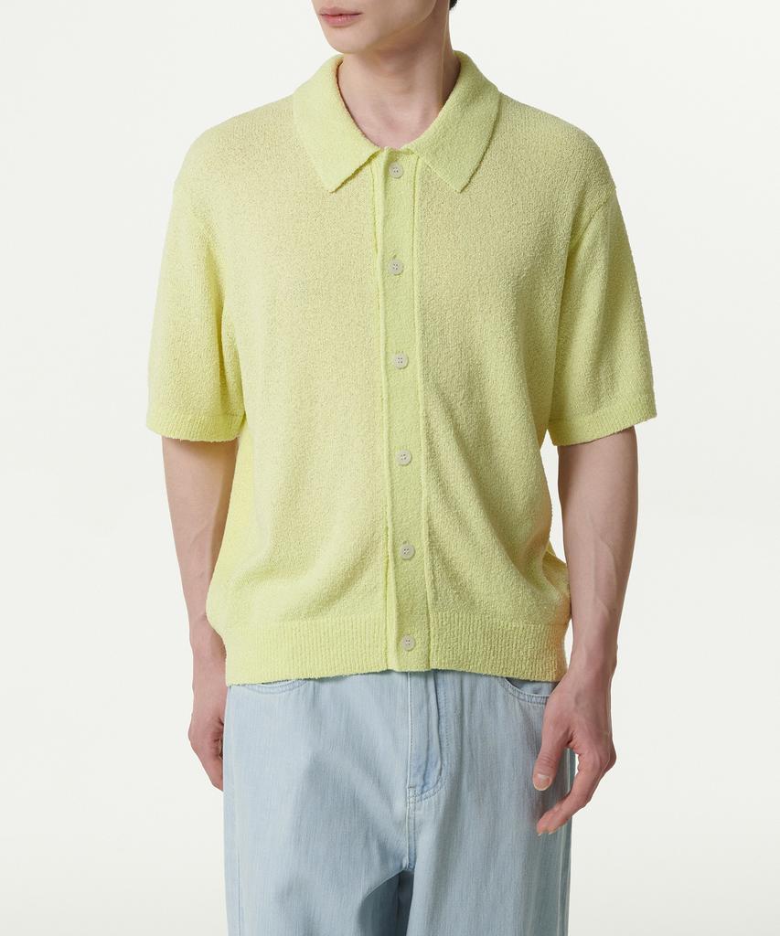 Musinsa Standard Boucle Collared Short Sleeve Cardigan [Lemon]