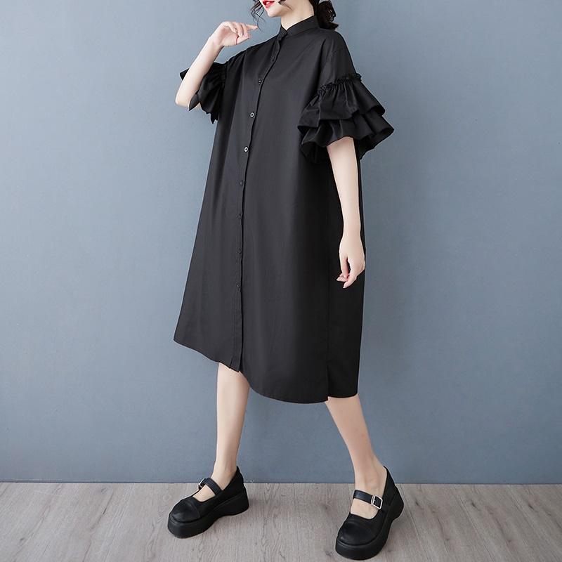 Kurzärmlig Übergröße Vintage Neu in Kleider für Frauen lässig locker Midi Sommerkleid