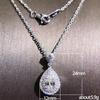 Sparkling Teardrop Pendant Necklace Elegant Double Halo Design Dainty Clavicle Chain for Women for Party Wedding and Daily Wear