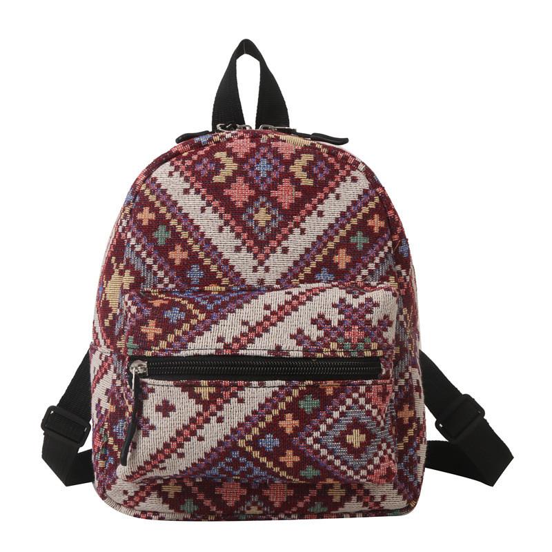Stylish Vintage Ethnic Casual Backpack For Women With Soft Canvas Material And Trendy Design