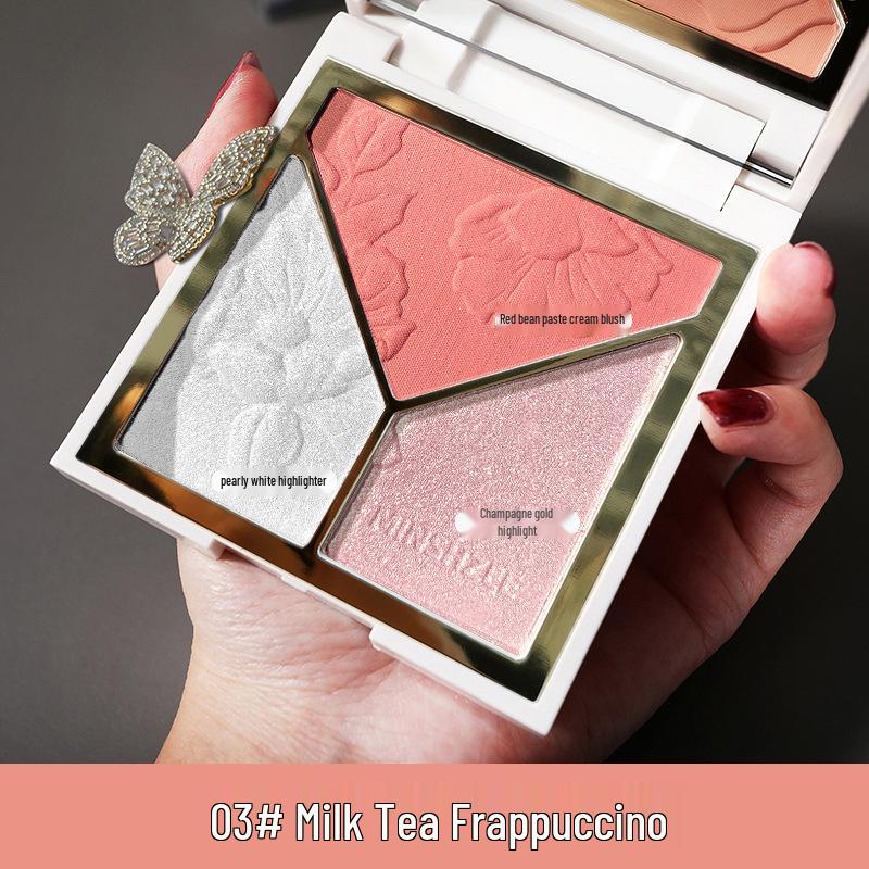 Палетка для контуринга Douyin M6009 Light & Shadow: Хайлайтер MINSHZEE, Шиммер, Матовый, Контурирование носа, Румяна.