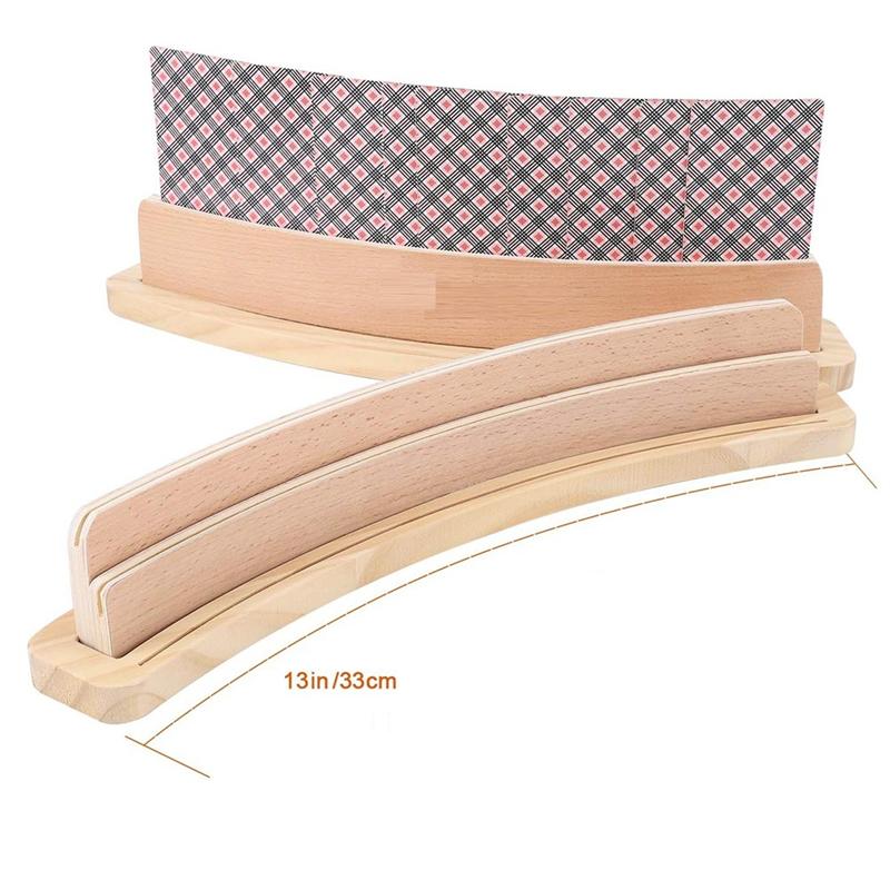 ABWR-2Set Curved Wooden Playing Cards Holder Tray Rack Organizer Solid Card Holder For Bridge Canasta Strategy Card Playing