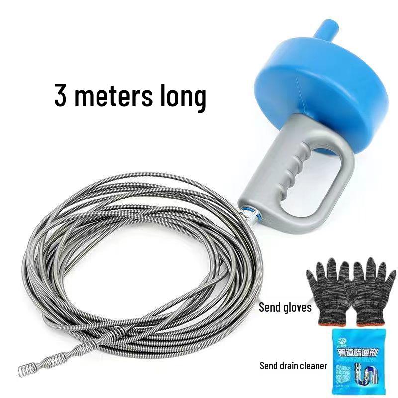 Universal Hand-Cranked Sewer and Toilet Plunger by Shangshuo: Efficient Tool for Kitchen and Household Pipe Unclogging. 1m Simple Hand Cranked Unclogger