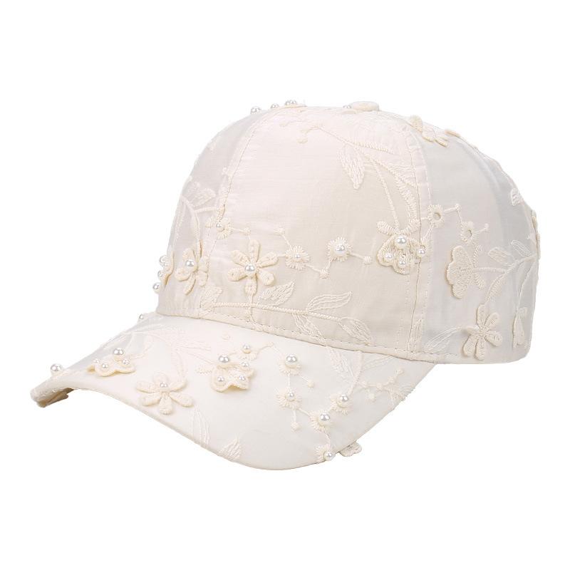 New national style lace flower pearl embroidery baseball cap children's summer fashion retro versatile sunshade cap
