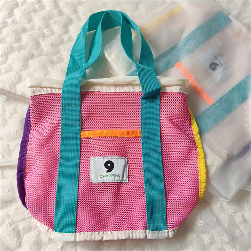 Outdoor Beach Mesh Bag Sand Away Foldable Portable Kids Beach Clothes Bags Toy Storage Sundries Organiser Bag Backpack