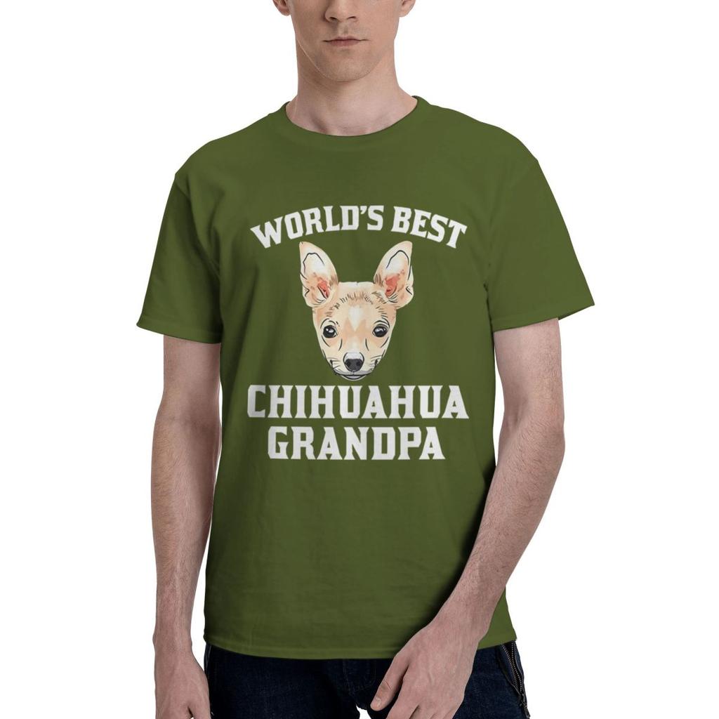 Chihuahua Grandpa 100 Cotton Casual Breathable Confortable Manga Mens Clothing Deals Man Clothes