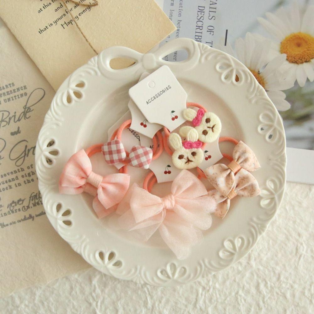10Pcs Cute Elastic Rubber Band Kids Girls Bows Flower Headdress Scrunchies Hair Ties Bowknot