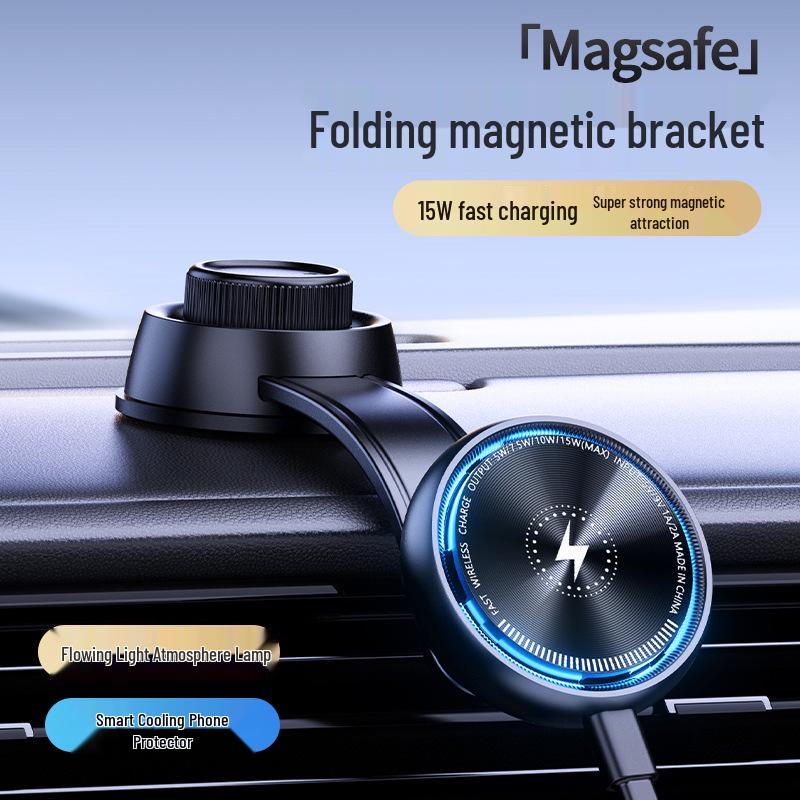 Magnetic Car Phone Holder with 15W Wireless Fast Charging & Cooling