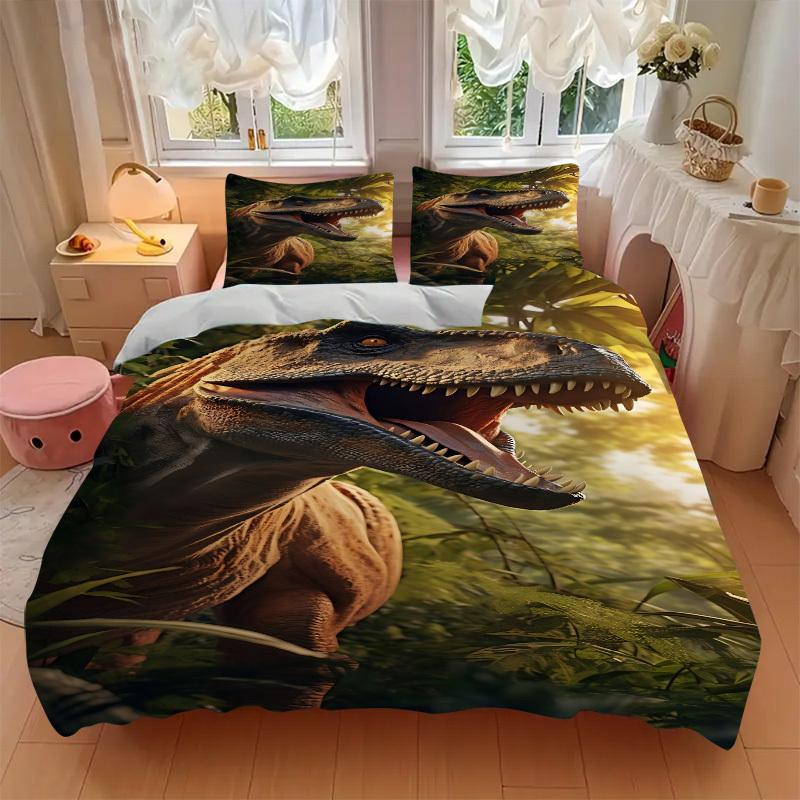 3pcs Dinosaur, Prehistoric Duvet Cover Set, Soft Comfortable Duvet Cover,Guest Room (1*Duvet Cover + 2*Pillowcase, Without Core) Yy251104102
