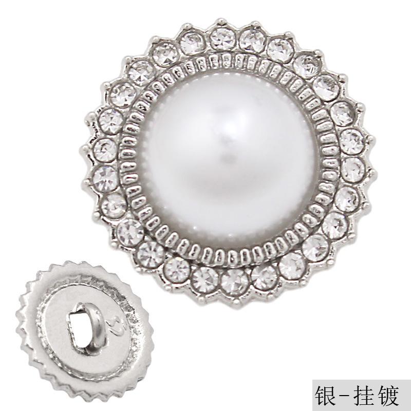 Hochwertige Exquisite Perlen-Diamant-Knöpfe, Runde Metallknöpfe, Kleine Duftstil Damenbekleidungszubehör, Strickpullover, Handgenähte Knöpfe