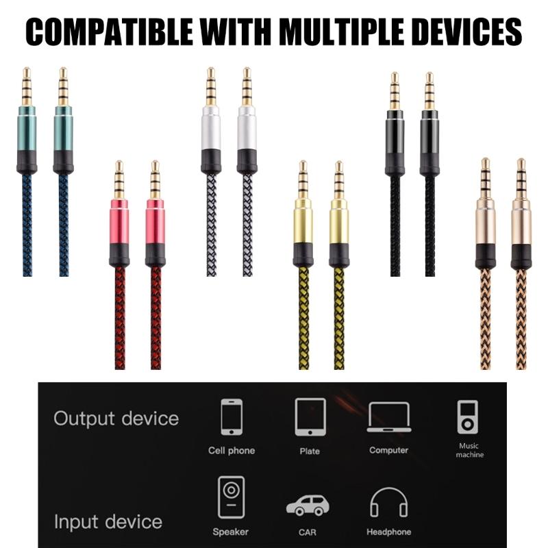 1/8 To 1/8 Stereo Cable 3.5mm TRS To 3.5mm Sound Cable Guitar To Male Cord Nylon Braideds for Laptop Home Theater