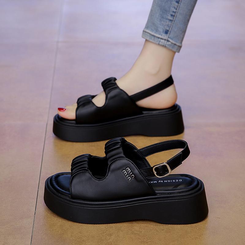 Fashion CRLAYDK Women's Rome Sandals Platform Ladies Adjustable Buckle Strap Shoes Open Toe Walking Casual Beach Leather Slippers