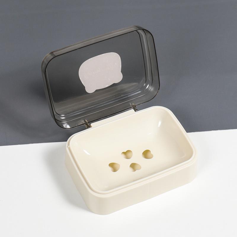 

Dual-Layer Portable Soap Holder with Lid - Cute Soap Dish for Bathroom or Dorm.