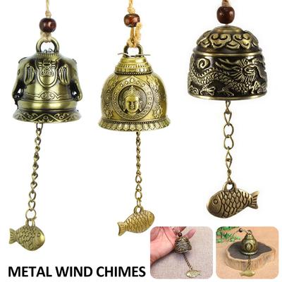 Feng Shui Wind Bell Retro Buddha Dragon Elephant Wind Chime Vintage Windchime Home Hanging Ornament Blessing for Luck Wind Chime
