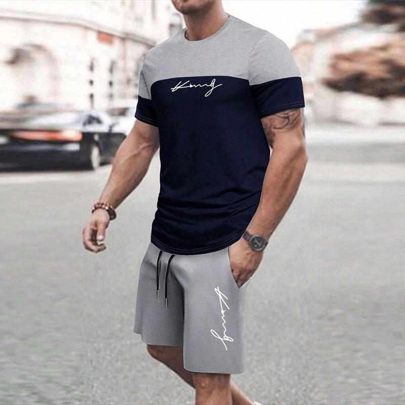 New Fashion Color Gradation 3D Print Men's Suit Oversized Men's Loose Shirt Short Sleeve Summer Casual Breathable Refreshing Set