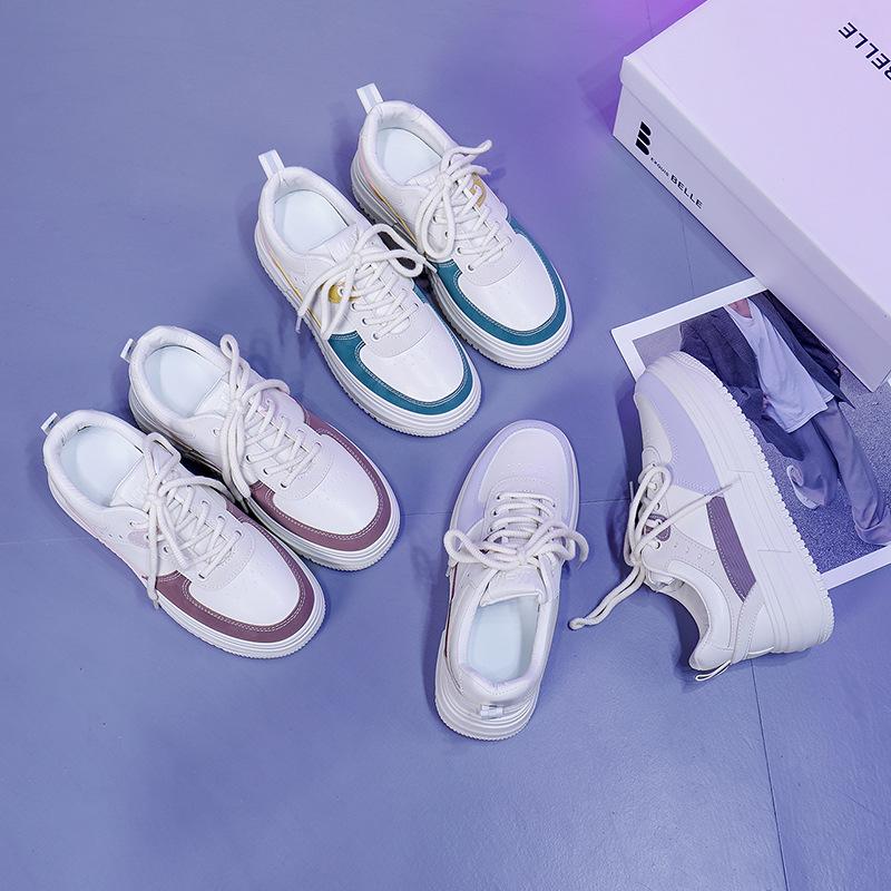 Spring New Small White Shoes Women's Round Toe Color Matching Women's Shoes Casual All-match Platform Shoes