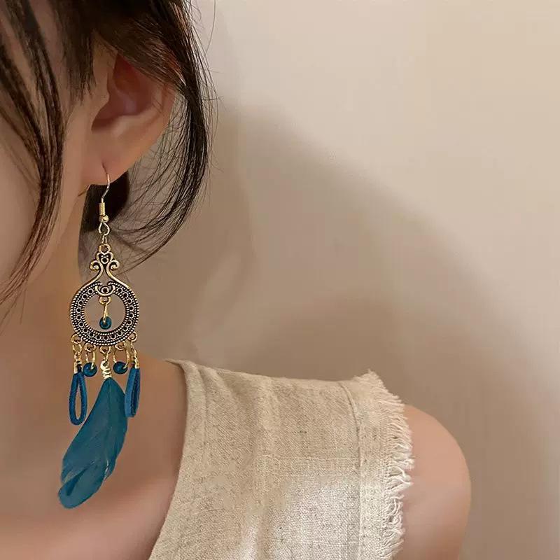Yunnan Ethnic Style Handmade Tassel Earrings for Women
