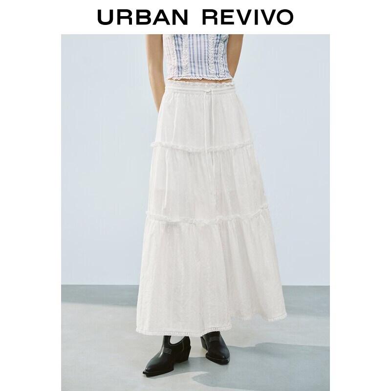 UR2026 Women's Casual Lace Bow Cotton Skirt