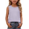 Ärmelloses Tanktop für Mädchen Lässiges Sommer-T-Shirt Leichter weicher Stoff Gestreiftes Muster Bequeme Passform Kinderkleidung