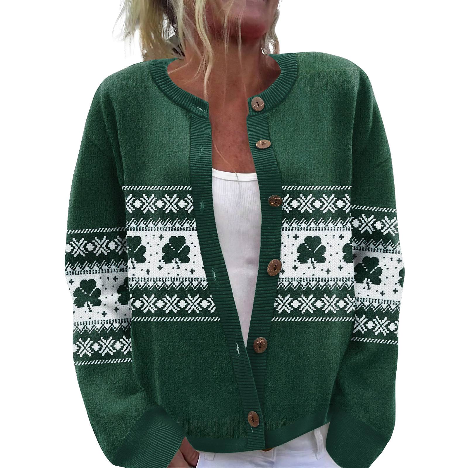 

Women S St. Patrick s Day Sweater Cute Fun Patrick s Day Sweater Spring Long Sleeve Knitted Sweater XXL армия зеленый