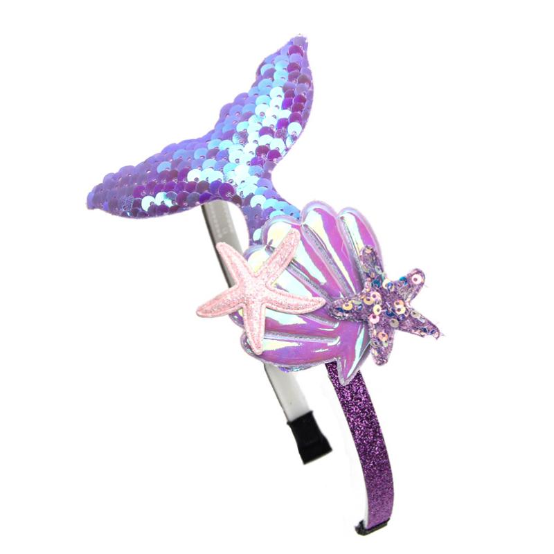 Girls Hairbands Mermaid Headwear Color Sequin Shells Shiny Princess Sweet Children's Hair Accessories Photo Prop Party Headbands