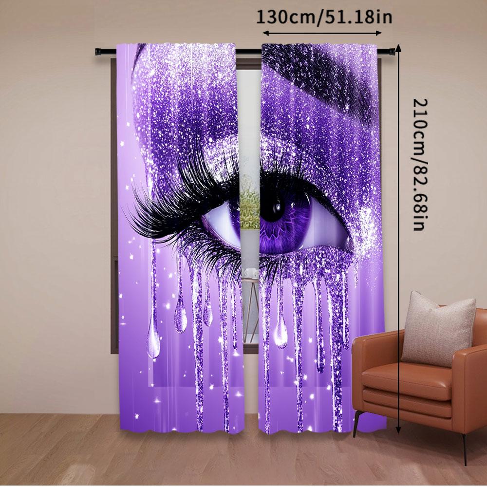 2 stk Estetiske Gardiner med Øyevippetrykk Vakker Vindusdekorasjon For Soverom Kontor Kjøkken Stue Arbeidsrom Og Hjemmedekor