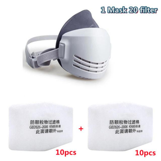 Dust-proof Half Face Mask with Filter, Cotton Respirator, Anti Industrial Construction, Dust Haze Fog, Safety  Mask, 20Pcs