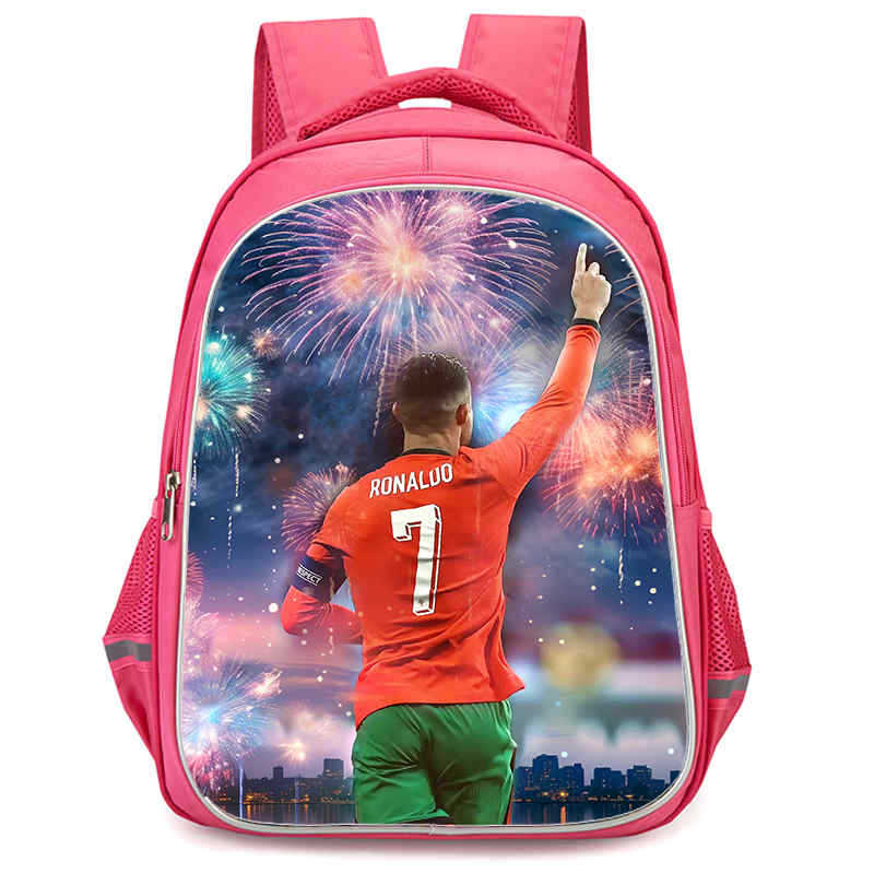 Cr7 Rucksack Hochauflösender Druck Große Kapazität Multifunktion Reißverschluss Oxford Rückenschutz Leichter Rucksack
