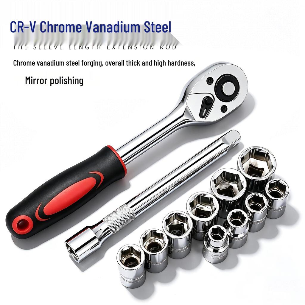 Fast Ratchet Wrench Set: Large, Medium, Small Gear Sockets, Two-Way Pin Wheel, Chrome Vanadium Steel for Auto Repair