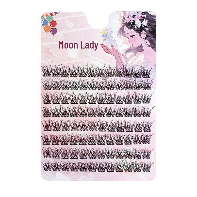Moon Lady Baby Fishtail Trilogy False Eyelashes - Black Thin Stem Segmented Fairy Edition